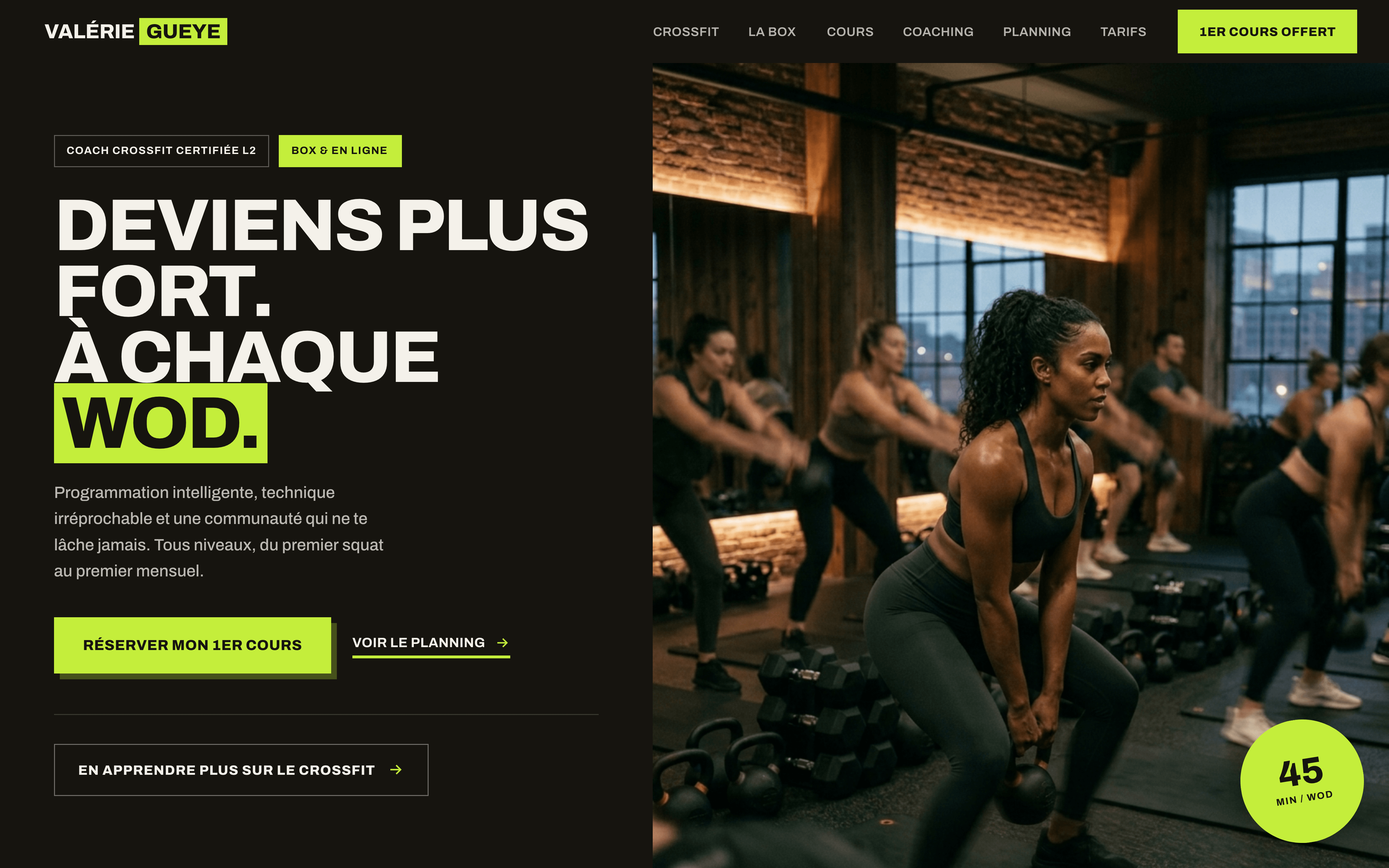 Modèle de site web de coach sportif inclus dans Athletis — template « Valérie »
